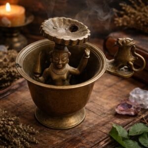 Vintage Brass Figural Incense / Oil Lamp Style Sculpture