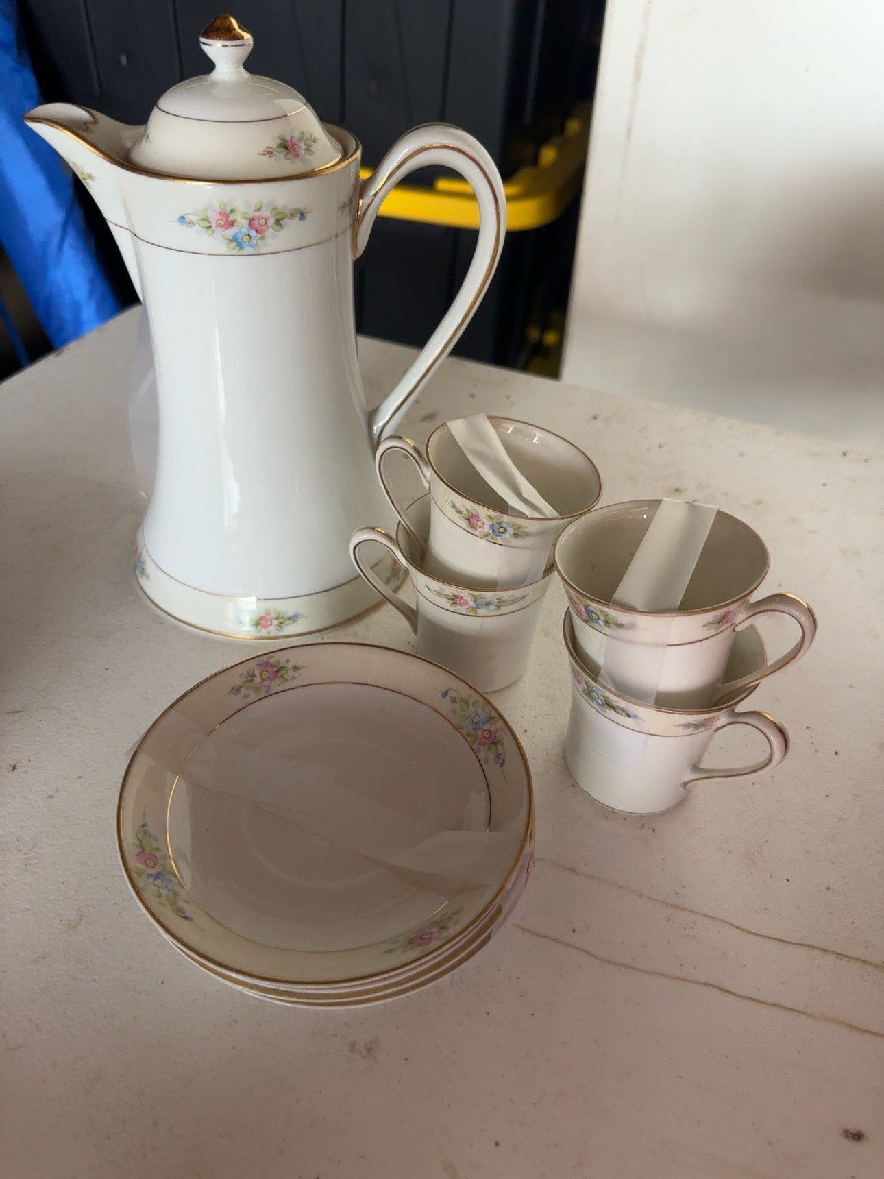Antique Noritake Sedan Nippon Hand Painted Floral Tea Coffee Set – 9 Pieces - Image 3
