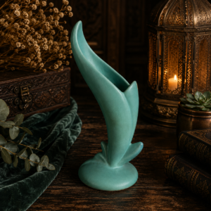 #1 Vintage Van Briggle Art Pottery birds of Paradise Spiderwort Vase Turquoise Matte Colorado Springs