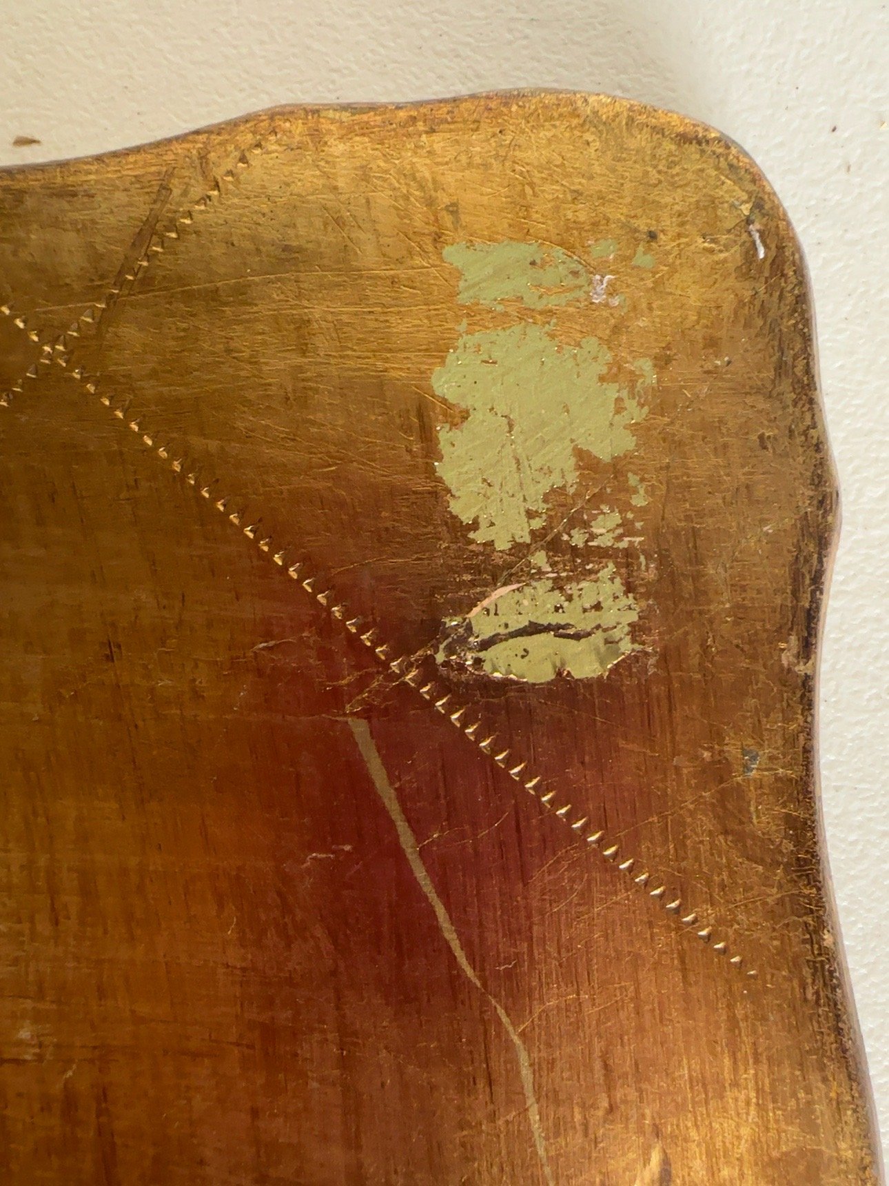 Vintage Italian Florentine Gilt Wood Wall Plaque / Decorative Tray – Turquoise & Gold - Image 4