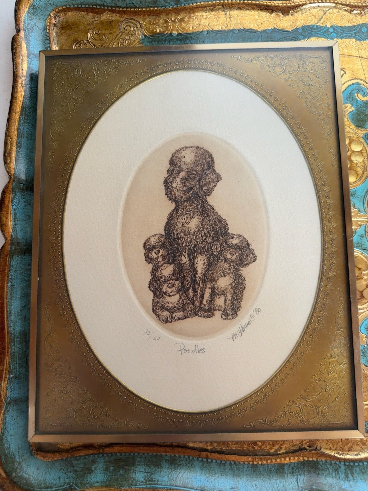 Vintage Signed Limited Edition "Poodles" Print #32/150 – 1980 - Image 2