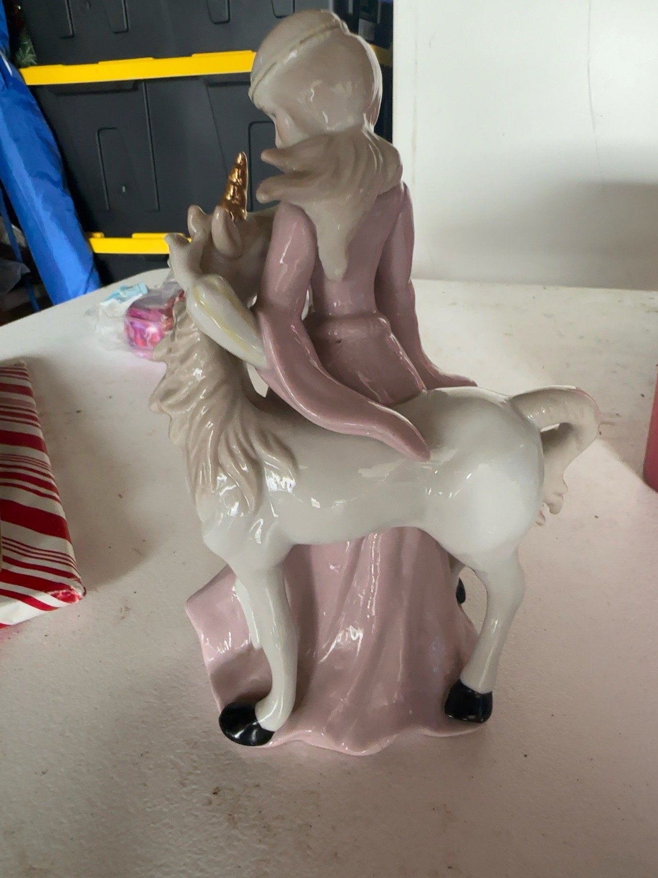 Vintage Pink Girl Riding Unicorn Porcelain Figurine - Image 4