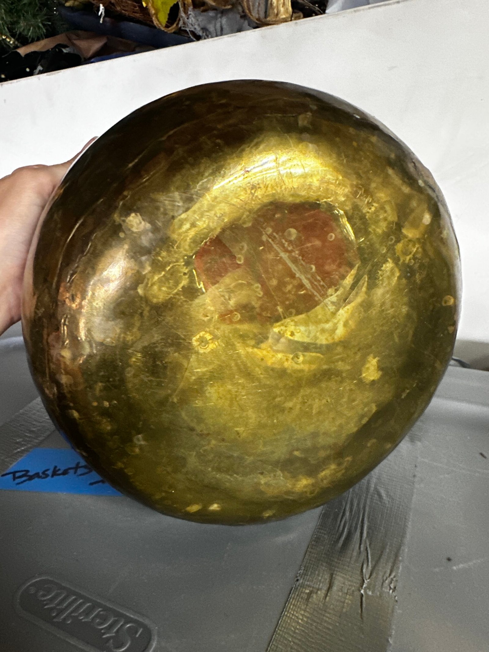 Antique Brass Handled Cauldron – Large Vintage Decorative Pot - Image 7