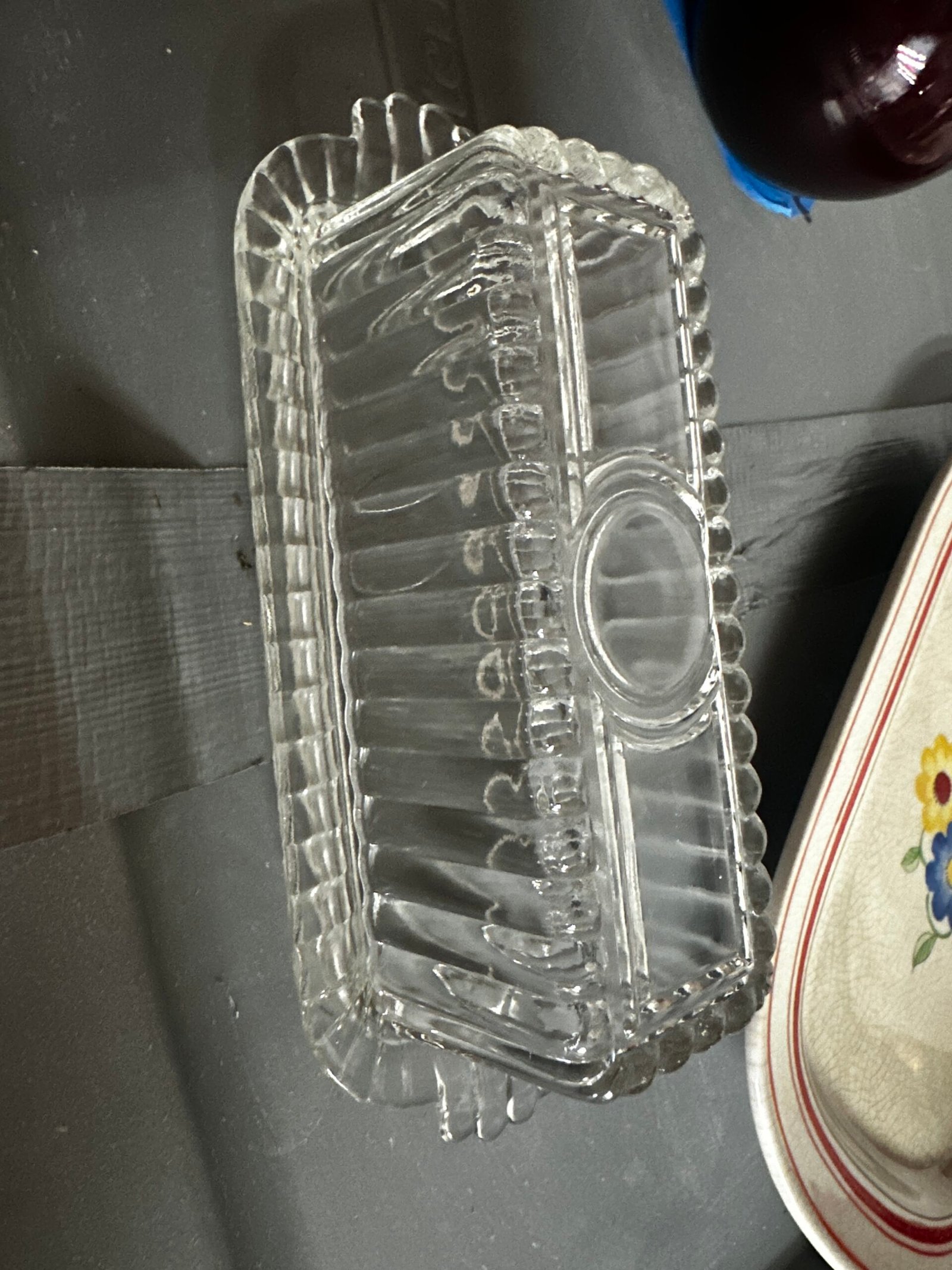 Vintage Hazel Atlas Art Deco Clear ribbed Glass Covered Covered Dish – butter dish - Image 3