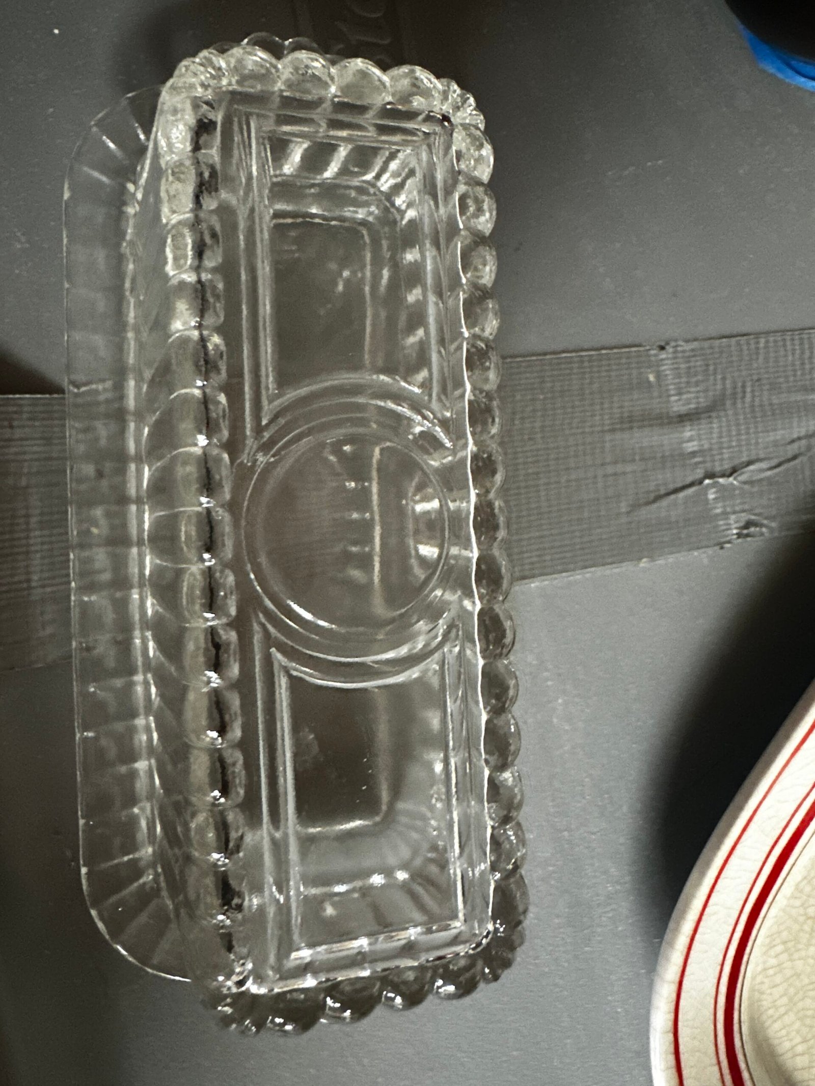Vintage Hazel Atlas Art Deco Clear ribbed Glass Covered Covered Dish – butter dish - Image 4