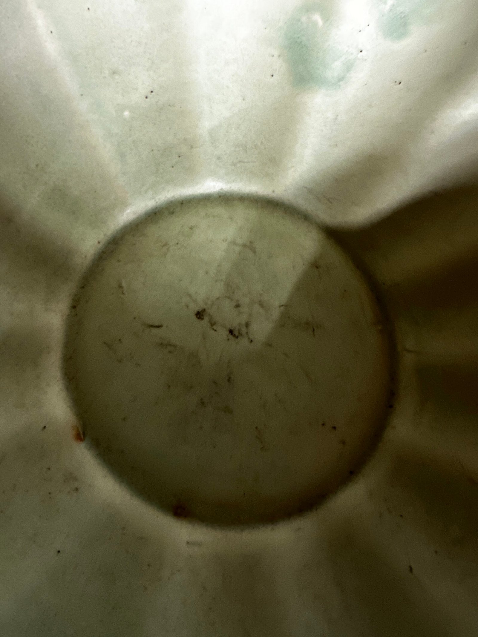 Vintage RumRill Art Pottery Flower Bowl 16-inch Green & Brown Glaze - Image 3