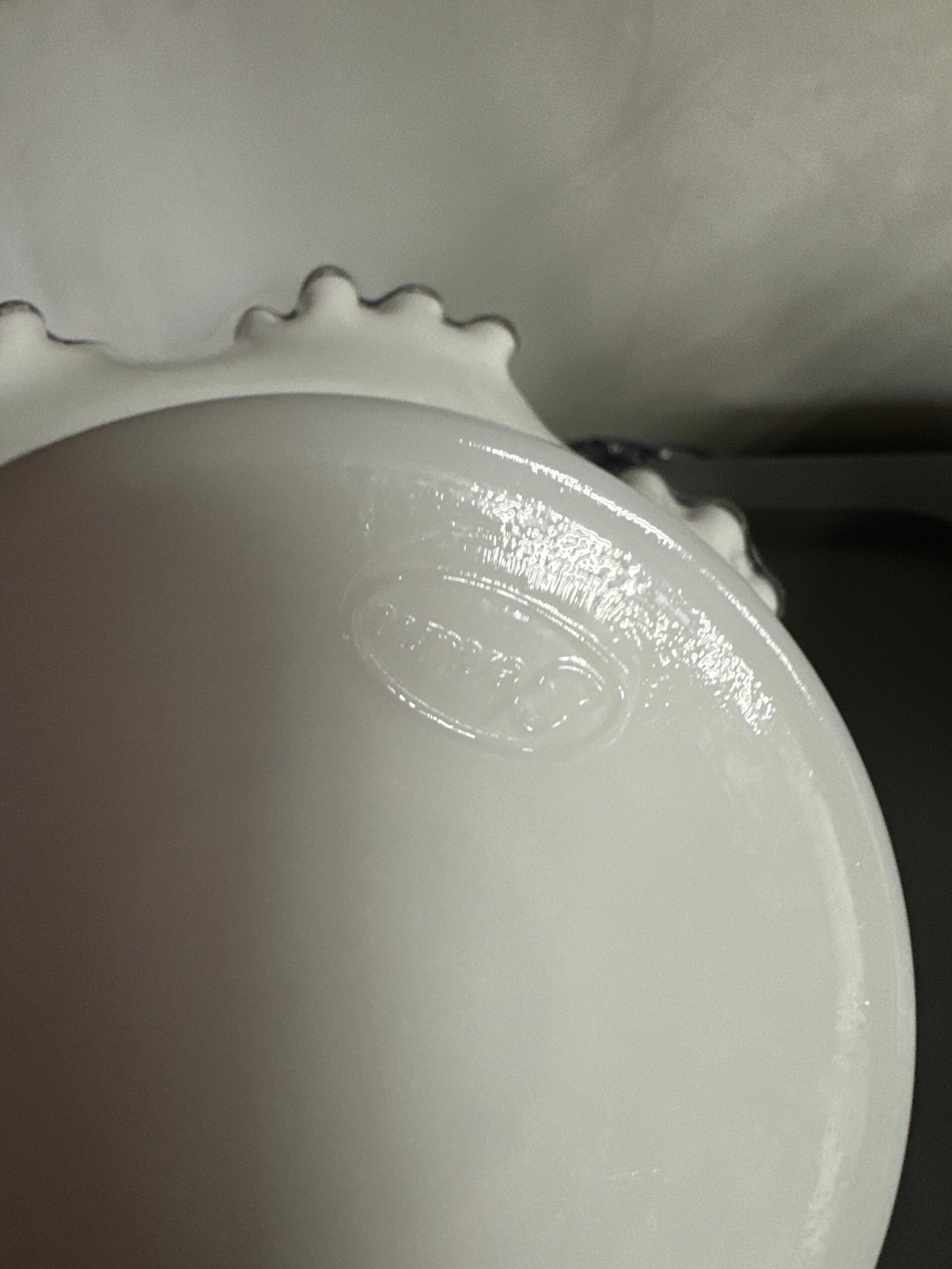 Vintage Fenton Silver Crest Milk Glass Pedestal Compote Ruffled Bowl - Image 6
