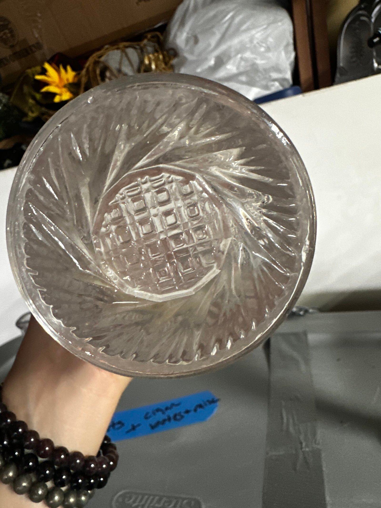 Vintage Cut Crystal Fluted Vase – Tall Ruffled Scalloped Rim, Heavy Glass - Image 6